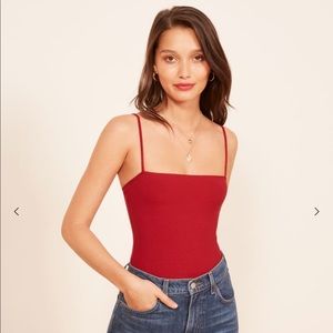 REFORMATION: Crystal bodysuit in red SIZE XS